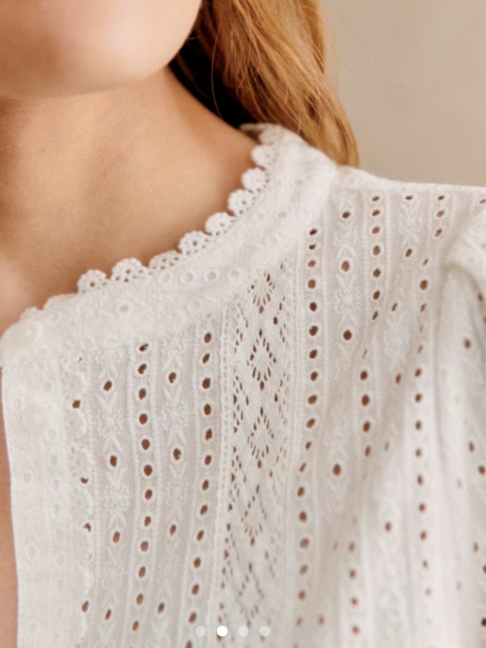 SEZANE Marinette Eyelet Button Down Shirt White Exru - NWOT, 36 / Small / 4 - Picture 2 of 16